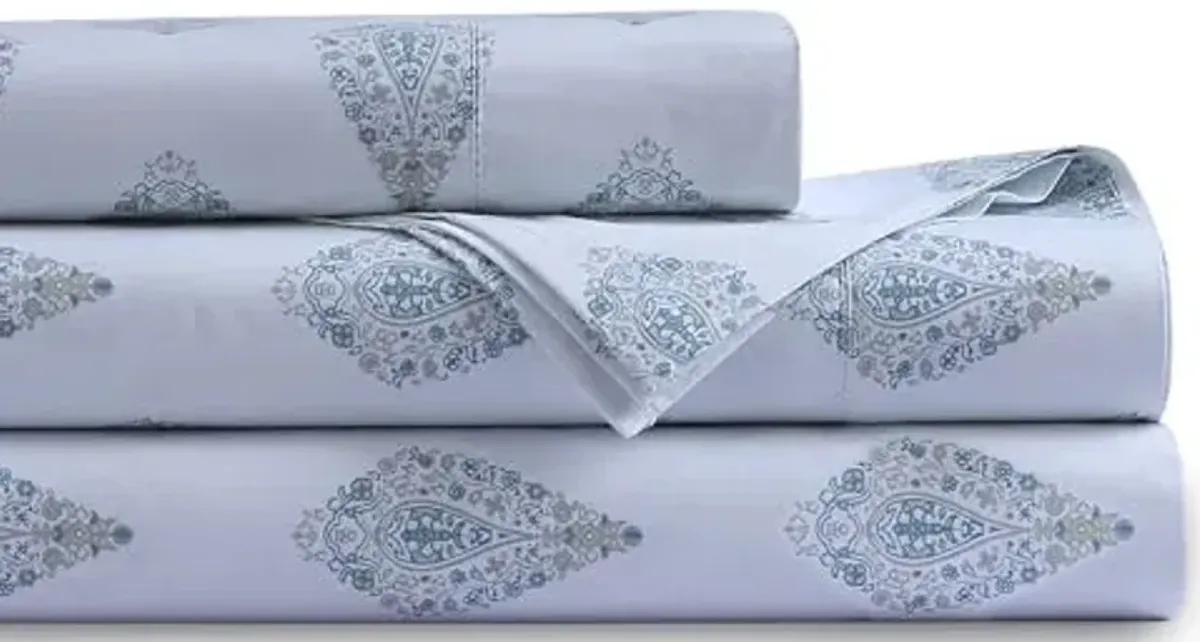 Tribeca Living Organic Cotton Standard Percale Pillowcases - 400 Thread Count, Extra Deep Pocket, Smooth, Crisp and Breathable, 2-Piece Pillowcase Set, Evelyn