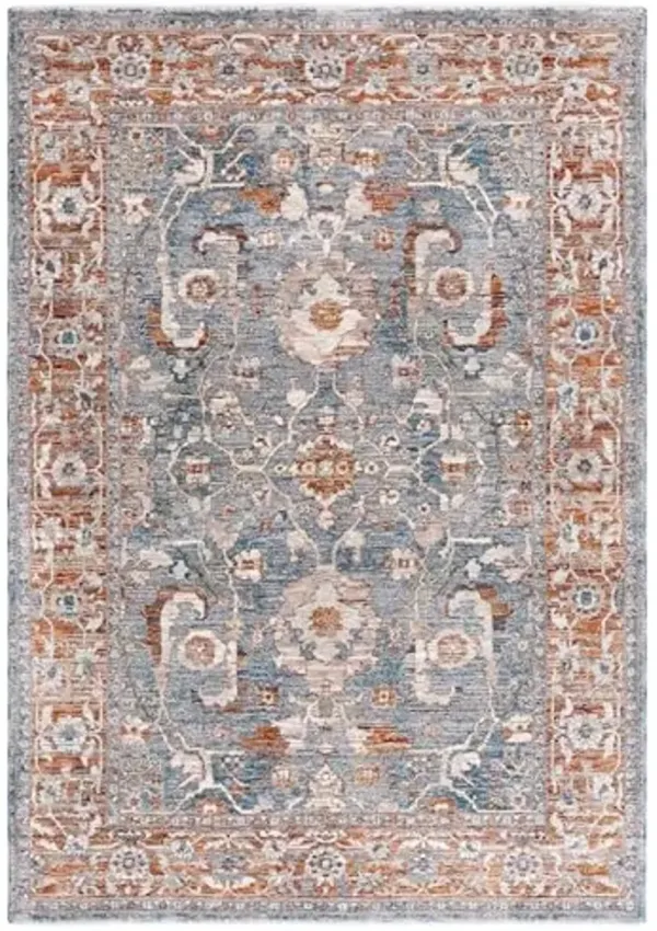 SAFAVIEH Heirloom Collection Area Rug - 4' x 6', Grey/Blue Rust, Geometric Design, Non Slip Ideal for High Traffic Areas in Living Room, Bedroom, Dining (HRL720F)