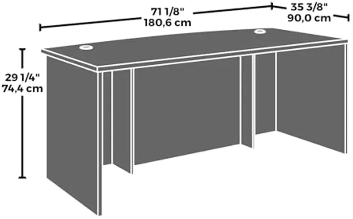OfficeWorks by Sauder Affirm 72" Bow & 48" Return, Noble Elm Finish