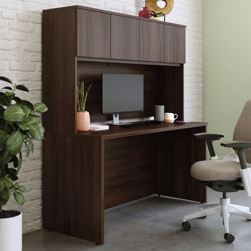 OfficeWorks by Sauder Affirm 60" Desk & 60" Hutch Noble Elm Finish