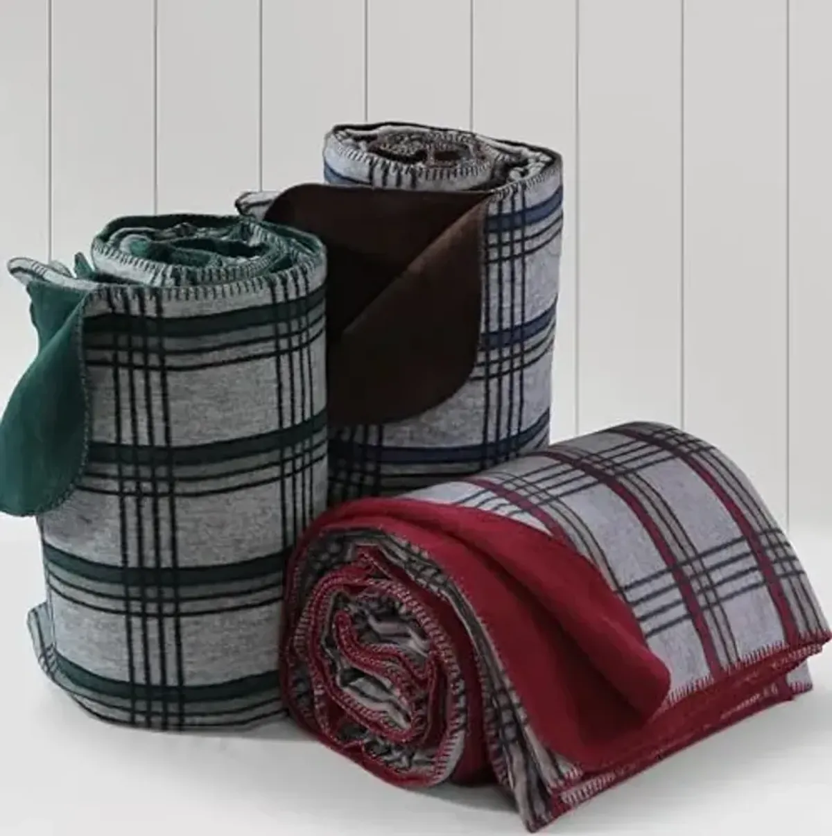 Tribeca Living Cotton Acrylic King Reversible Blanket, Soft and Cozy, Yarn Dyed, Fade Resistant, Plaid Deep Red