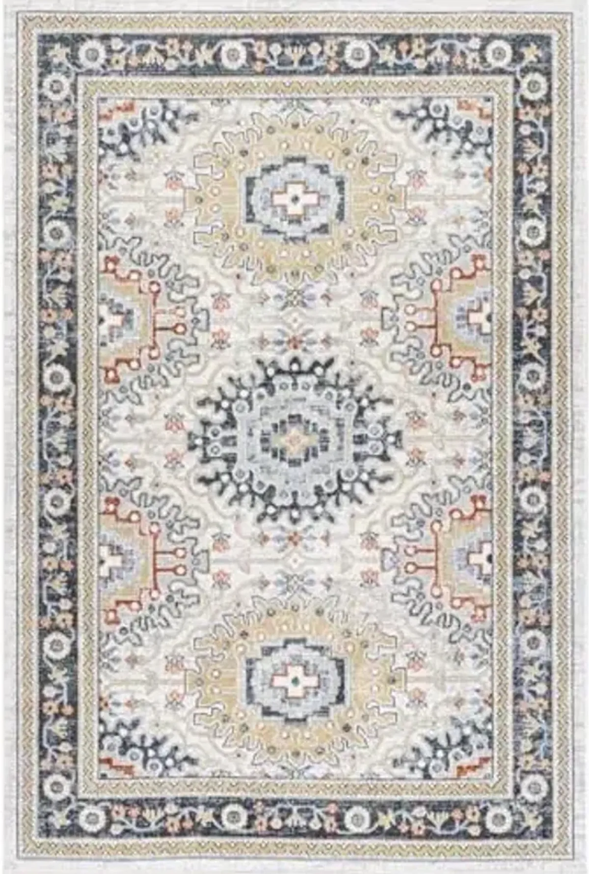 nuLOOM Bonia Medallion 2'8" x 8' Machine Washable Runner Rug for Living Room Bedroom Dining Room Entryway Hallway Kitchen, Blue/Cream