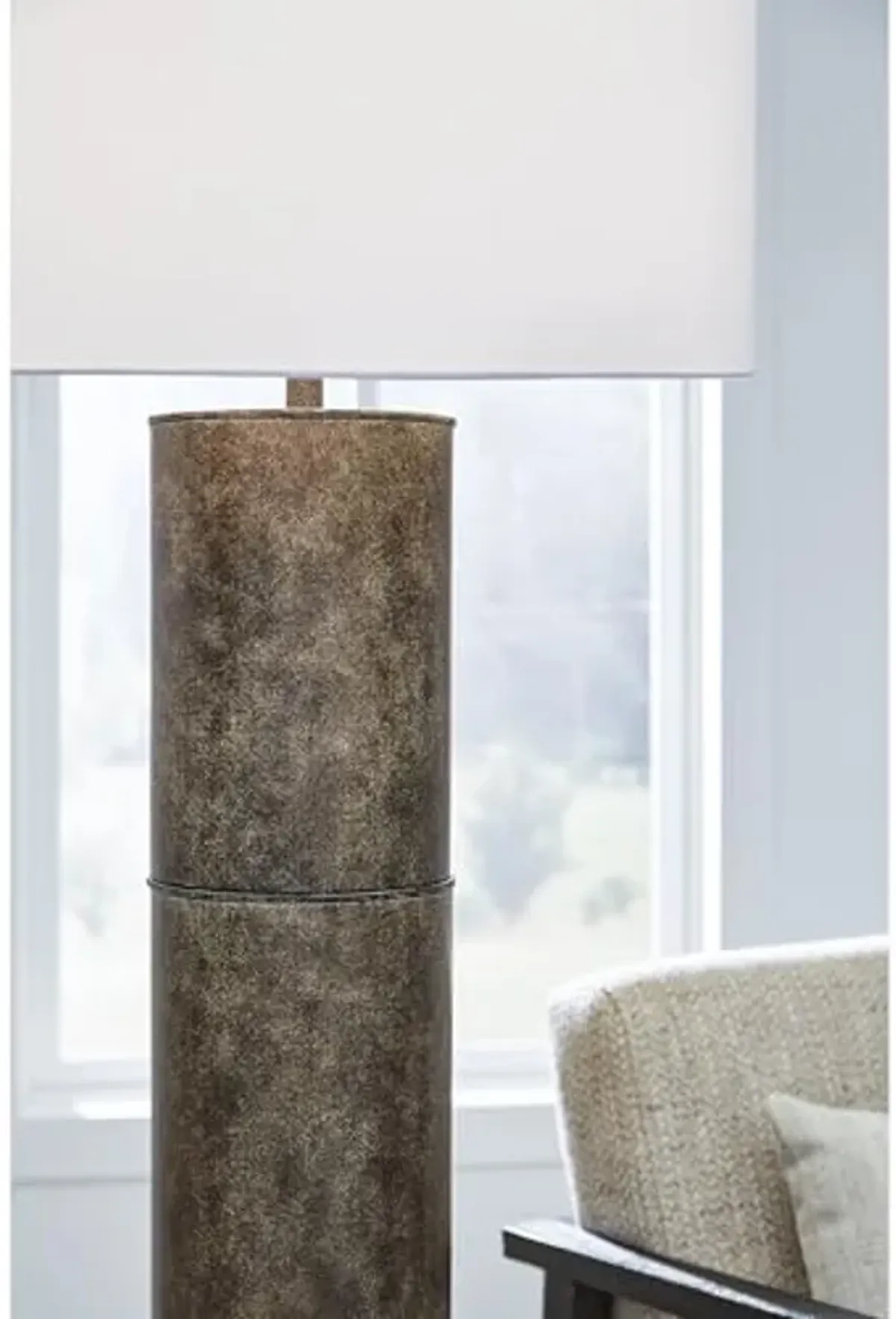 Signature Design by Ashley Jebson Contemporary Metal Floor Lamp with 3-Way Switch, Dark Brown & White