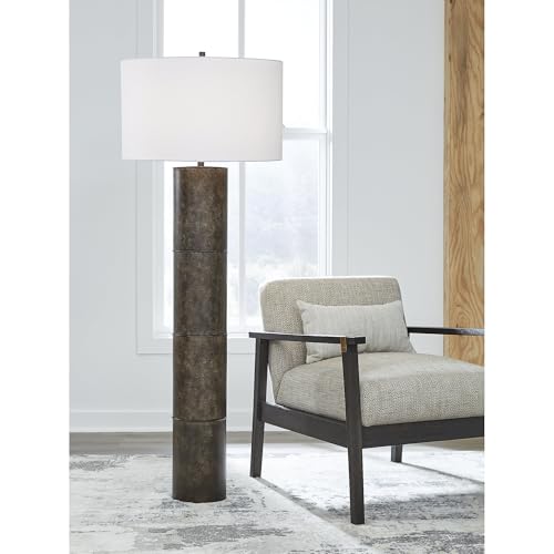 Signature Design by Ashley Jebson Contemporary Metal Floor Lamp with 3-Way Switch, Dark Brown & White