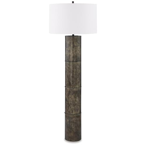 Signature Design by Ashley Jebson Contemporary Metal Floor Lamp with 3-Way Switch, Dark Brown & White