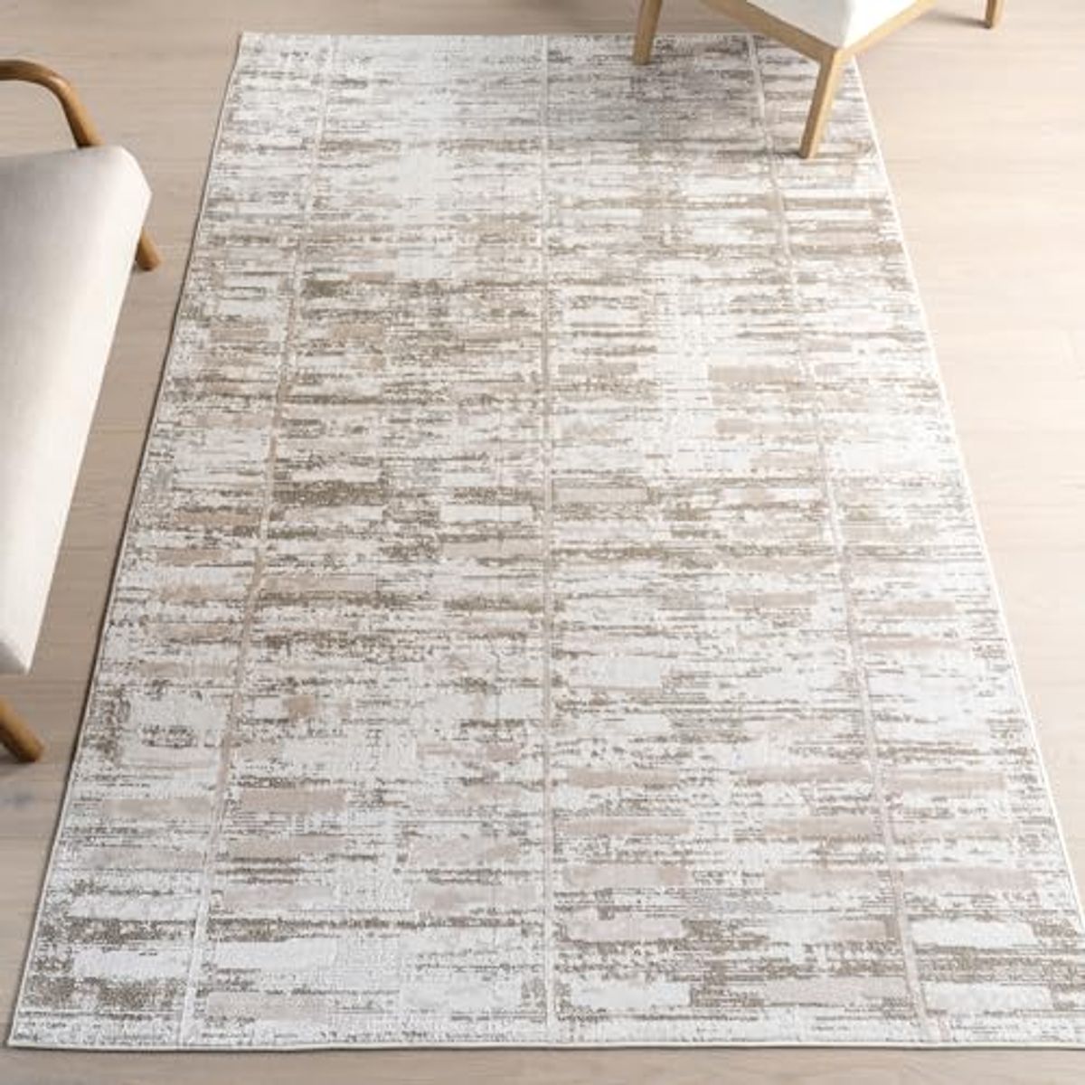 nuLOOM Cambria Geometric 4x6 Machine Washable Area Rug for Living Room Bedroom Dining Room Kitchen, Light Beige/Beige