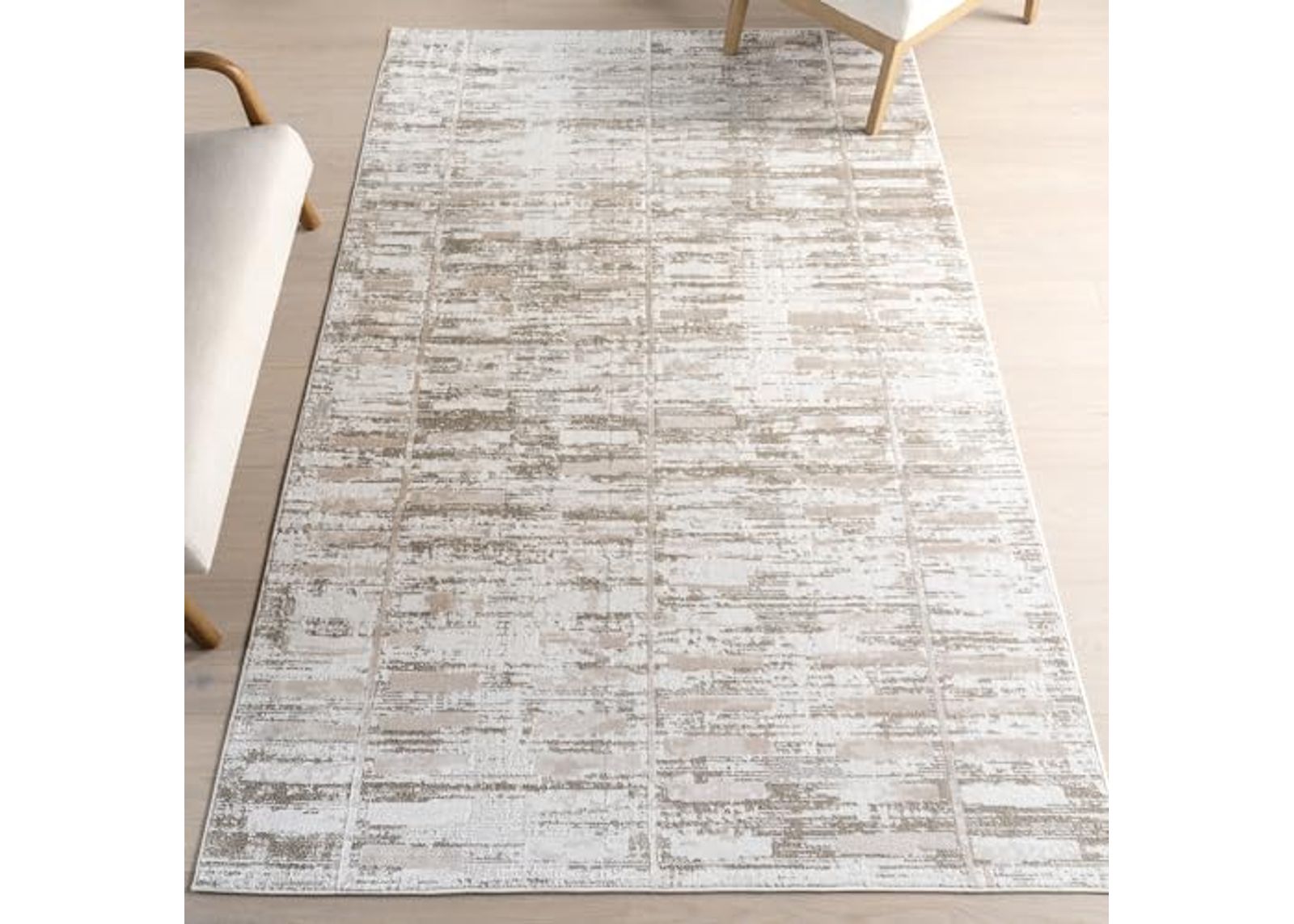 nuLOOM Cambria Geometric 4x6 Machine Washable Area Rug for Living Room Bedroom Dining Room Kitchen, Light Beige/Beige