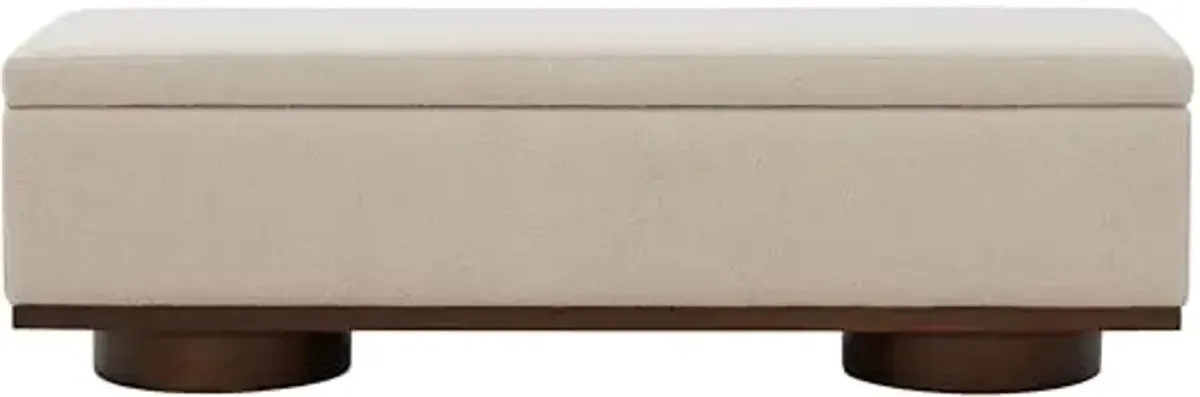 SAFAVIEH Couture Collection Vianna Sand Faux Shearling/Walnut Rectangle Storage Bench
