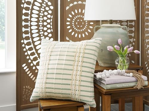 Signature Design by Ashley Rowton Pillow, Square, Green & White