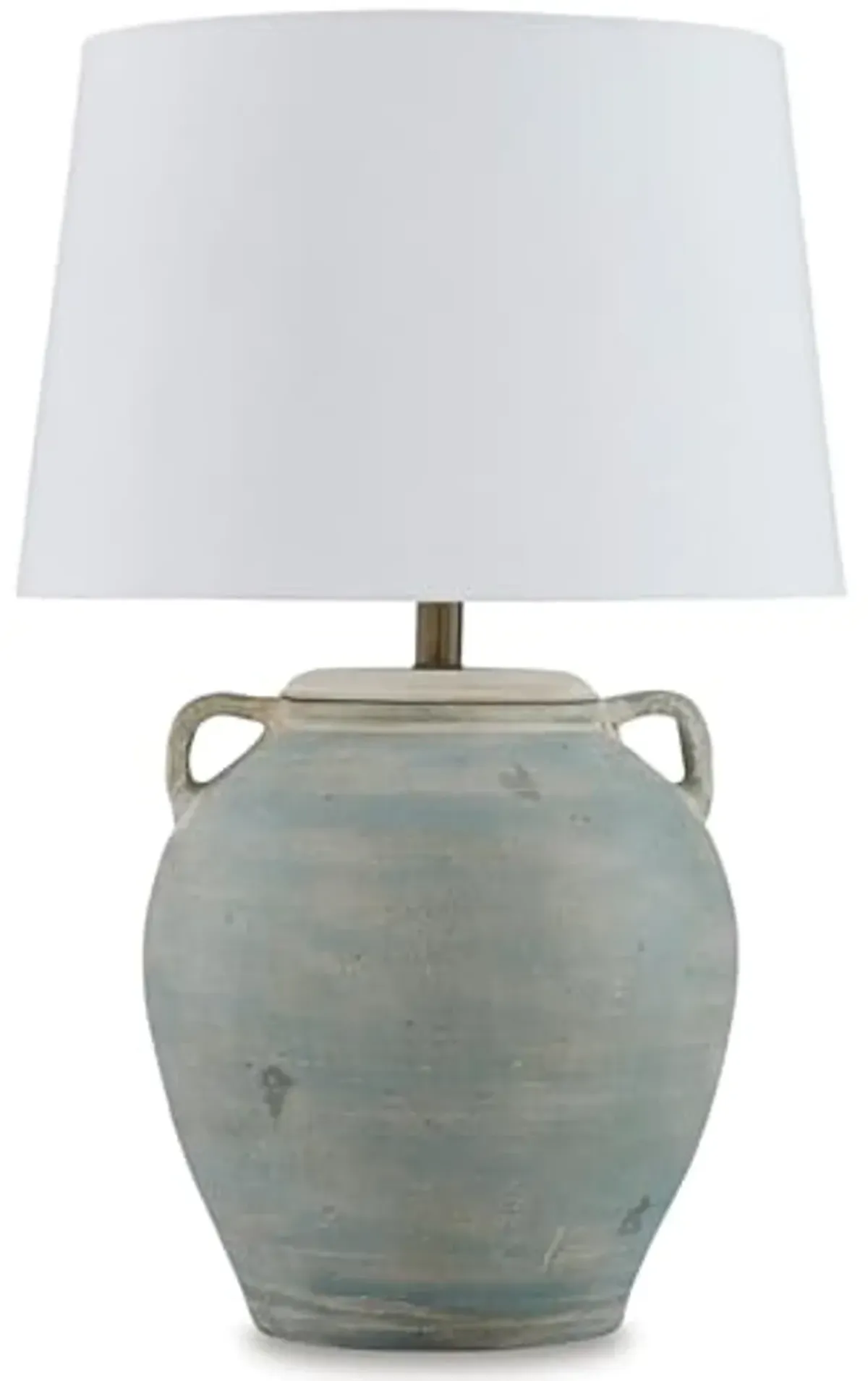 Signature Design by Ashley Shawburg Transitional Terra Cotta Table Lamp with 3-Way Switch, Light Green & White
