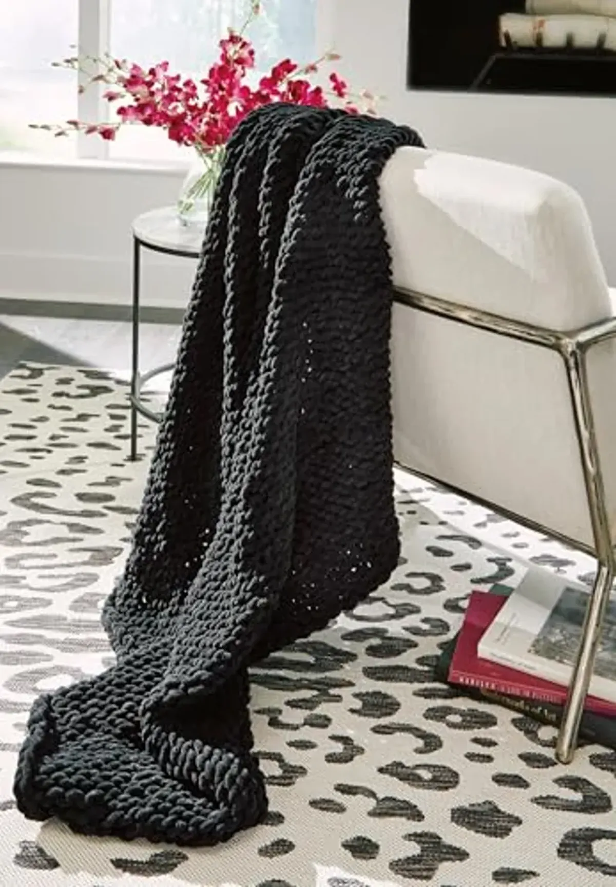 Signature Design by Ashley Chaddon Contemporary Hand Knitted Throw, Black