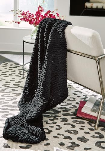 Signature Design by Ashley Chaddon Contemporary Hand Knitted Throw, Black