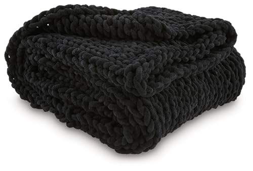 Signature Design by Ashley Chaddon Contemporary Hand Knitted Throw, Black