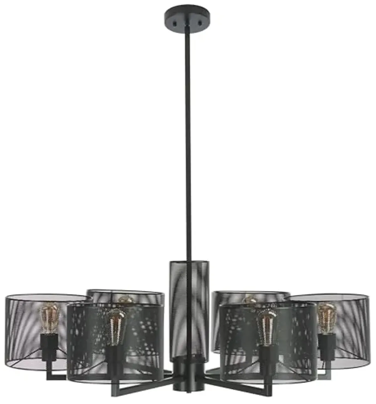 SAFAVIEH Couture Lighting Collection Zachaeus Industrial Black Metal Mesh 6-Light Hanging Adjustable Chandelier Light Fixture (LED Bulbs Included)