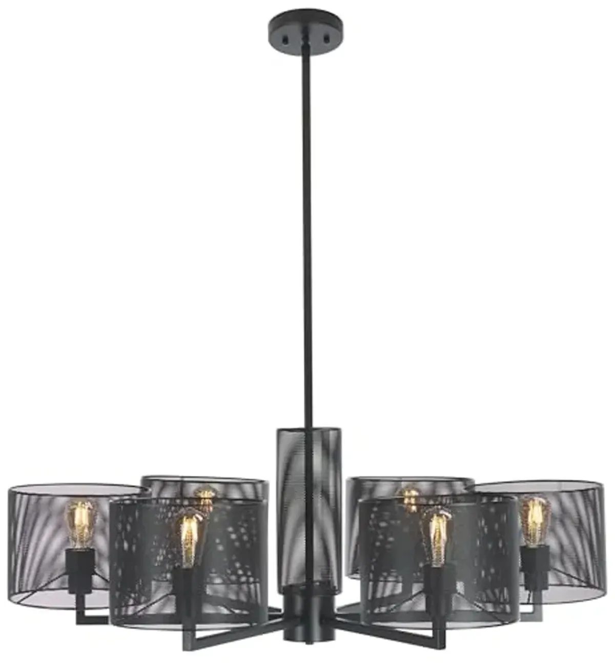 SAFAVIEH Couture Lighting Collection Zachaeus Industrial Black Metal Mesh 6-Light Hanging Adjustable Chandelier Light Fixture (LED Bulbs Included)