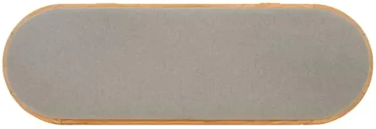 SAFAVIEH Couture Collection Dolly Coastal Natural Cane/Grey Linen Cushion Seat Oval Storage Bench