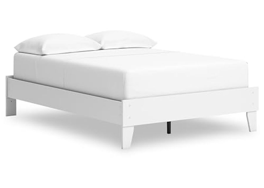 Signature Design by Ashley Hallityn Coastal Full Platform Bed with Metal Slats, No Box Spring Needed, White