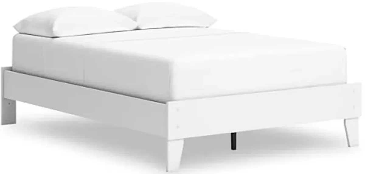 Signature Design by Ashley Hallityn Coastal Full Platform Bed with Metal Slats, No Box Spring Needed, White