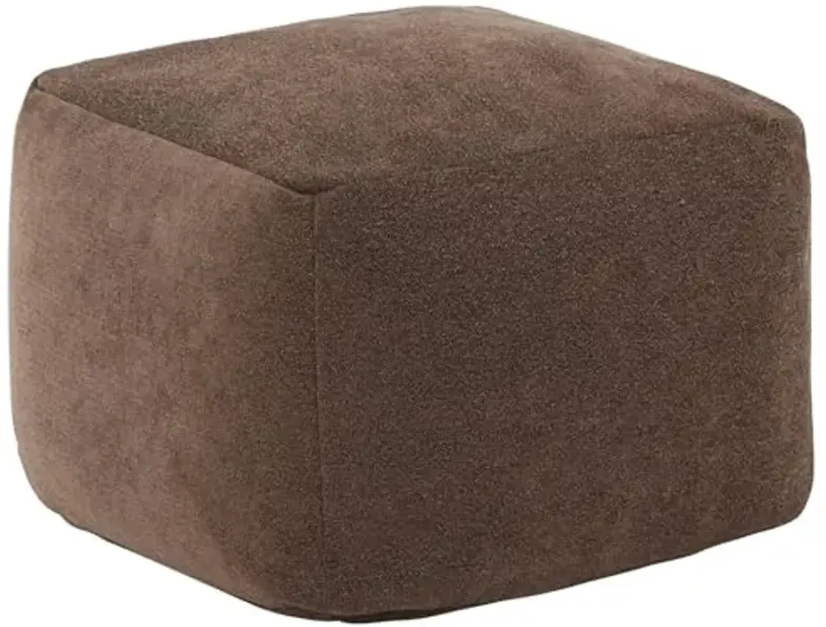 SAFAVIEH Couture Collection Samuels Dark Brown Boucle Pouf Ottoman Foot Rest (Fully Assembled)
