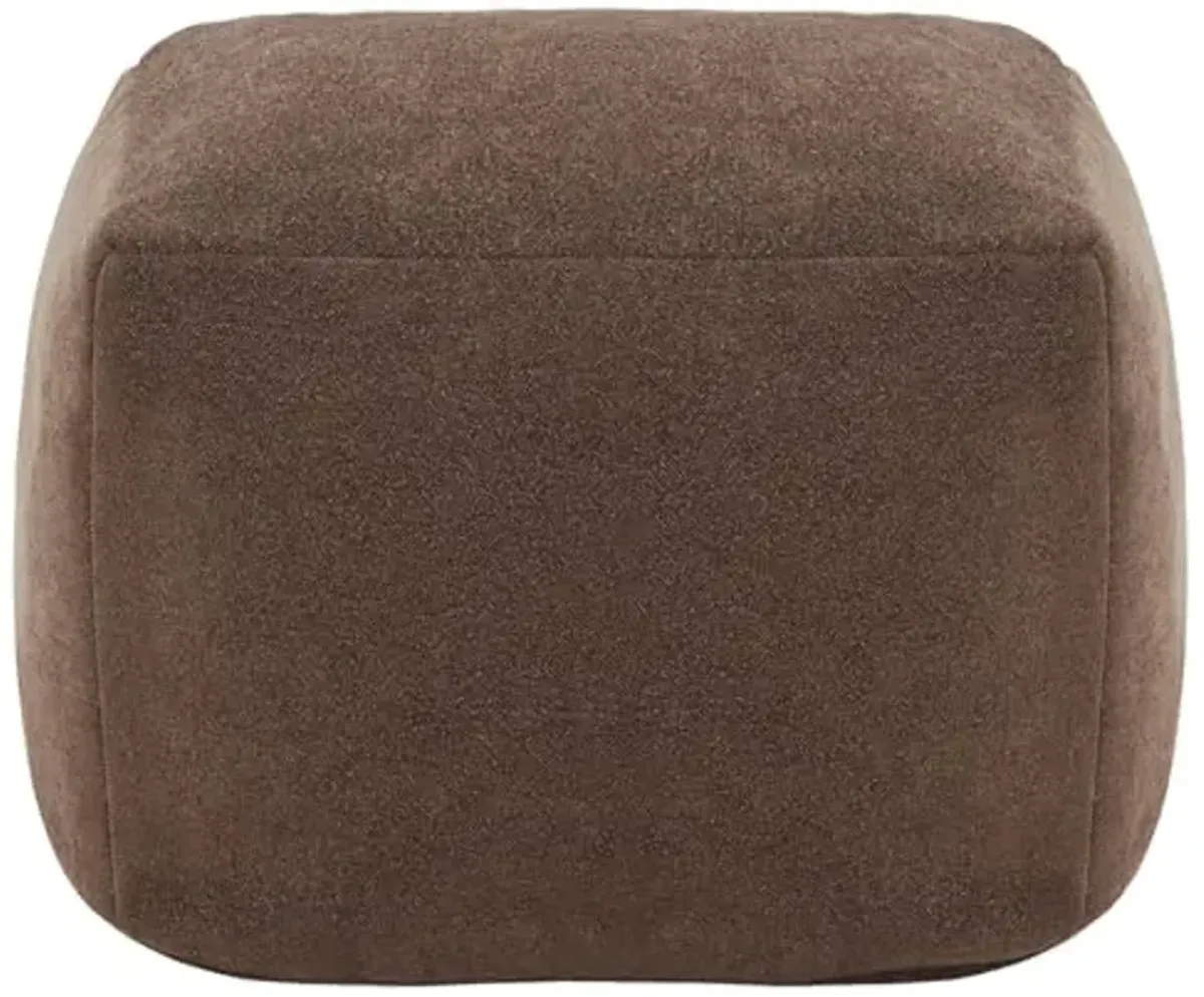 SAFAVIEH Couture Collection Samuels Dark Brown Boucle Pouf Ottoman Foot Rest (Fully Assembled)