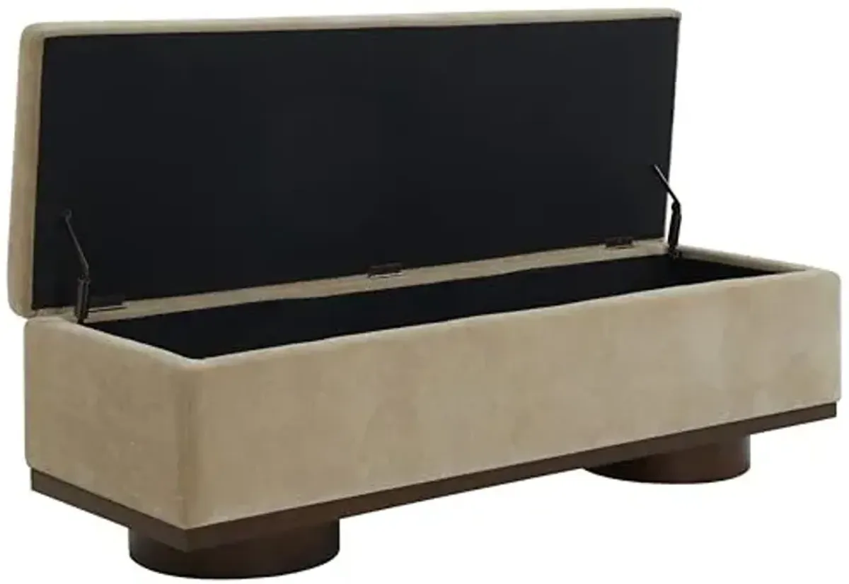 SAFAVIEH Couture Collection Vianna Light Brown Velvet/Walnut Rectangle Storage Bench