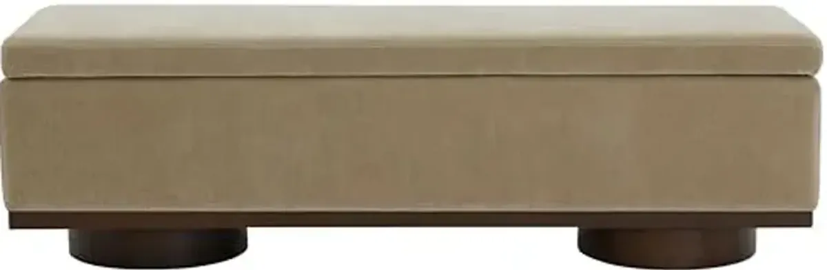 SAFAVIEH Couture Collection Vianna Light Brown Velvet/Walnut Rectangle Storage Bench