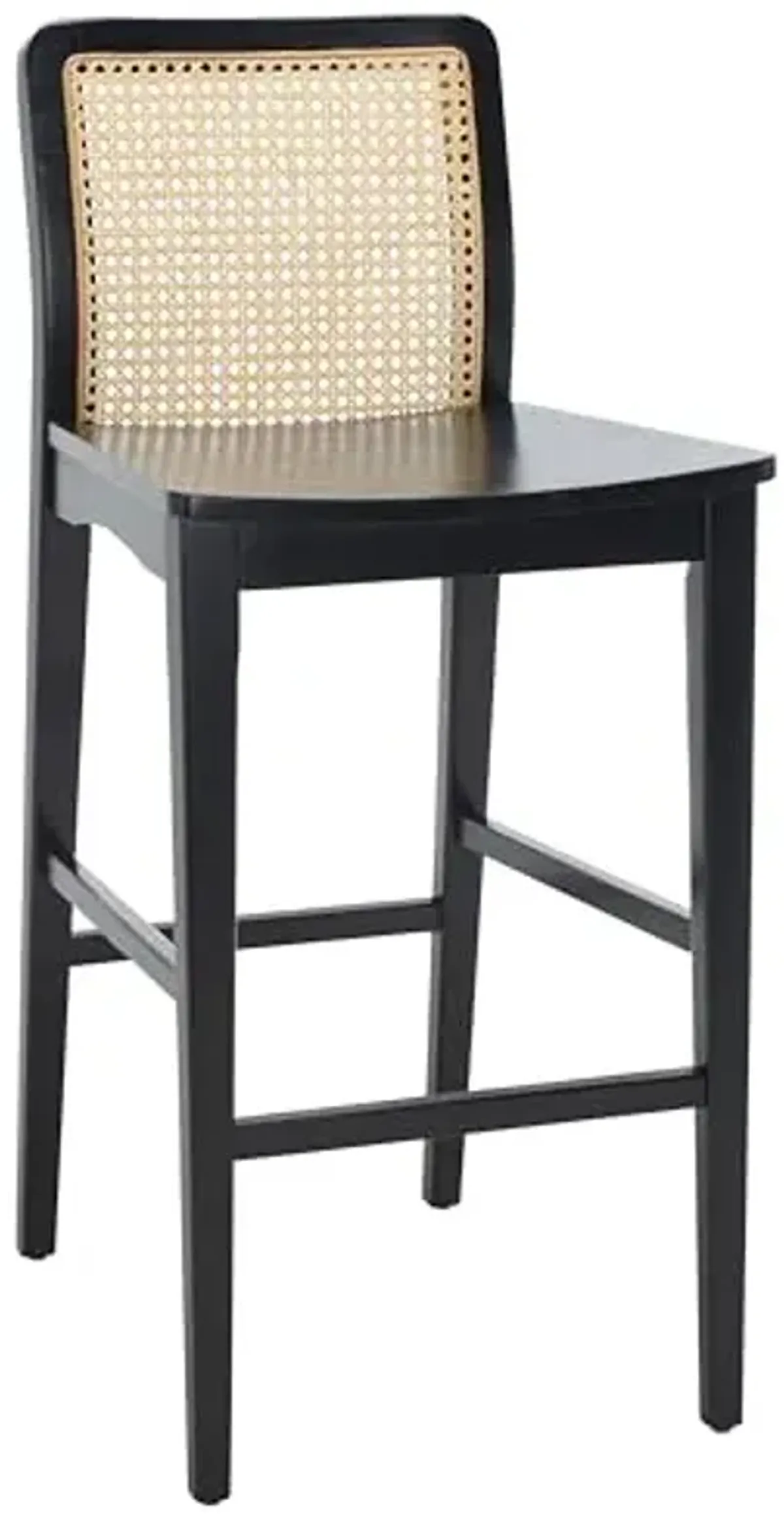 SAFAVIEH Home Collection Benicio Black/Natural Rattan 29-inch Seat Height Bar Stool Set of 2