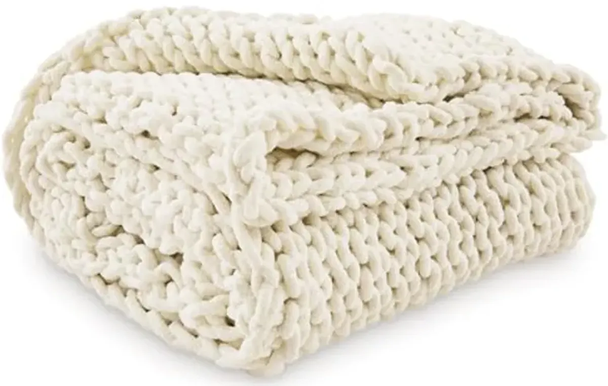 Signature Design by Ashley Chaddon Coastal Hand Knitted Throw, Beige