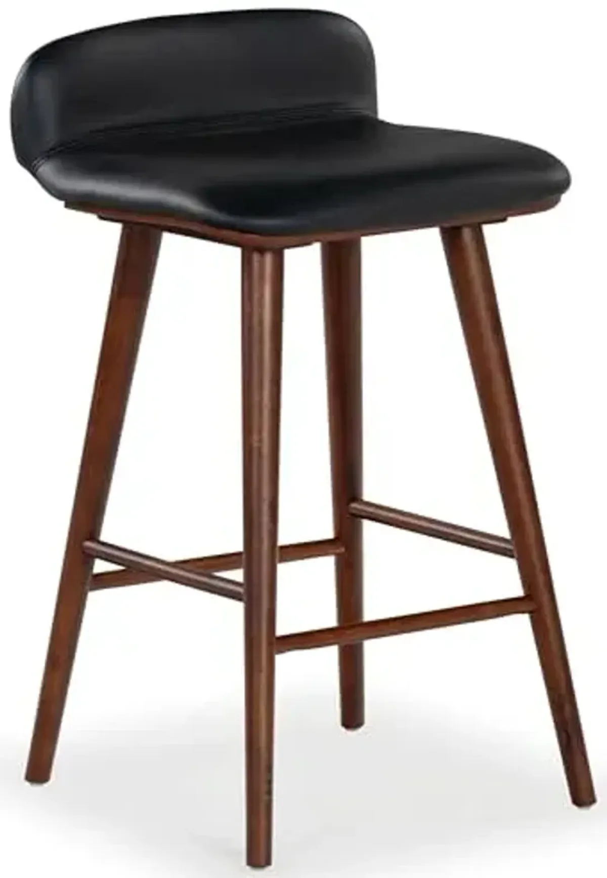 SAFAVIEH Couture Collection Tazmyn Black Leather/Walnut 28-inch Seat Height Counter Stool
