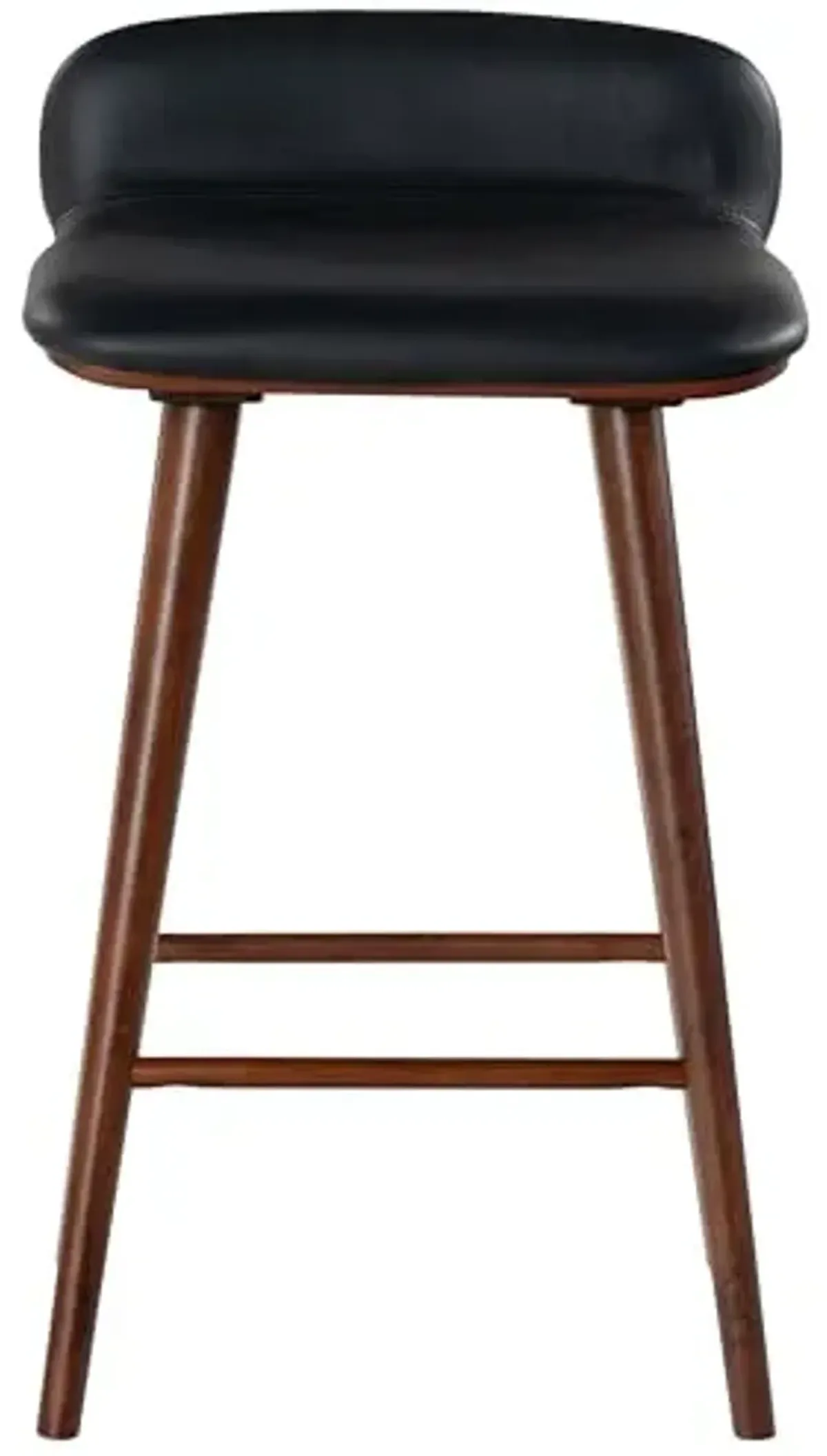 SAFAVIEH Couture Collection Tazmyn Black Leather/Walnut 28-inch Seat Height Counter Stool