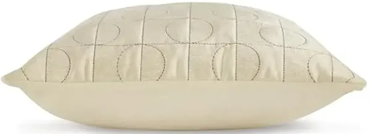 Signature Design by Ashley Kydner Art Deco Indoor Geometric Velvety 22 x 22 Inches Pillow with Zipper Closure, Beige