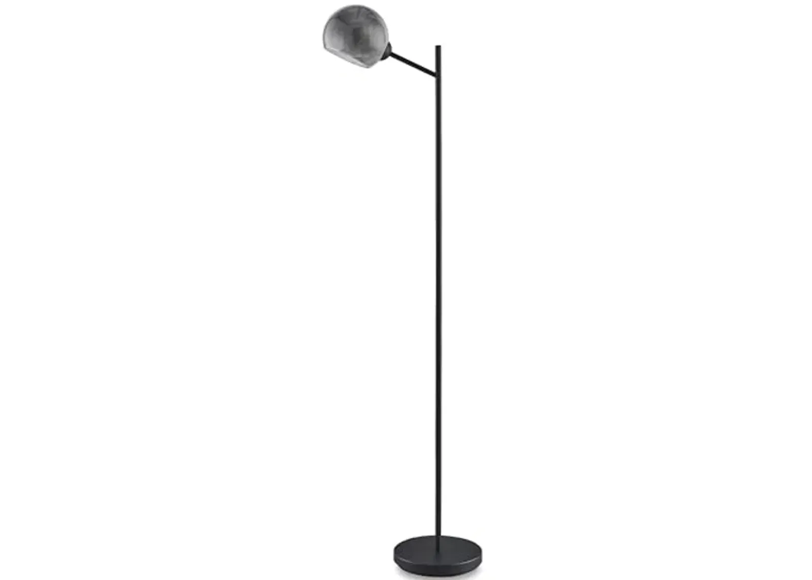 Signature Design by Ashley Abanson Modern Metal Floor Lamp with Glass Shade and On-Off Foot Switch, Black & Gray