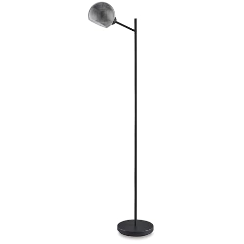 Signature Design by Ashley Abanson Modern Metal Floor Lamp with Glass Shade and On-Off Foot Switch, Black & Gray