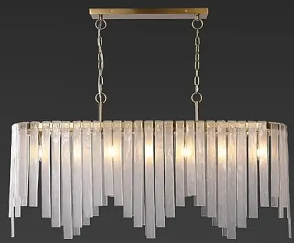 SAFAVIEH Couture Lighting Collection Rosalana Art Deco Gold/Clear Glass 7-Light Hanging Adjustable Chandelier Light Fixture (LED Bulbs Included)