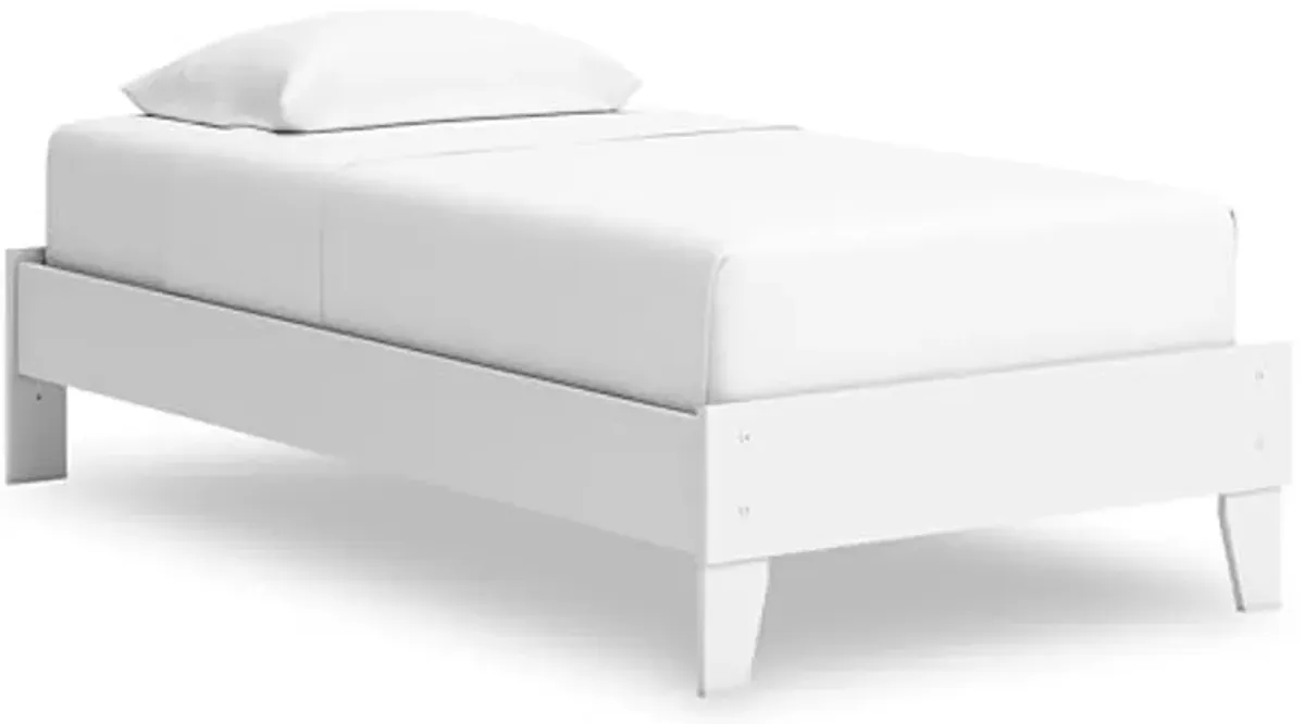 Signature Design by Ashley Hallityn Coastal Twin Platform Bed with Metal Slats, No Box Spring Needed, White