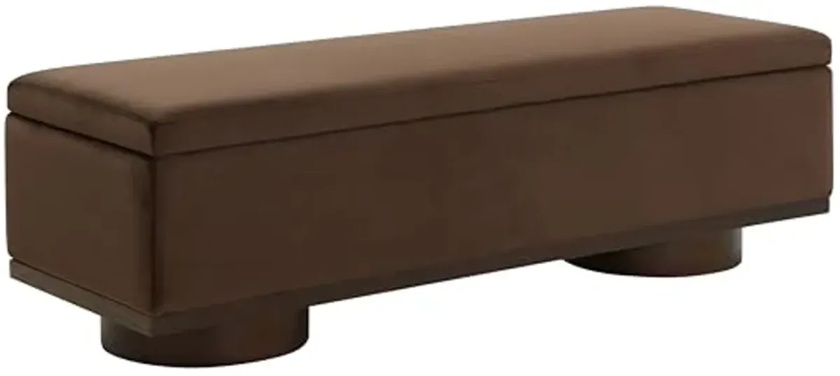 SAFAVIEH Couture Collection Vianna Dark Brown Velvet/Walnut Rectangle Storage Bench