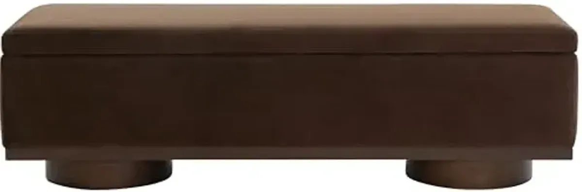 SAFAVIEH Couture Collection Vianna Dark Brown Velvet/Walnut Rectangle Storage Bench