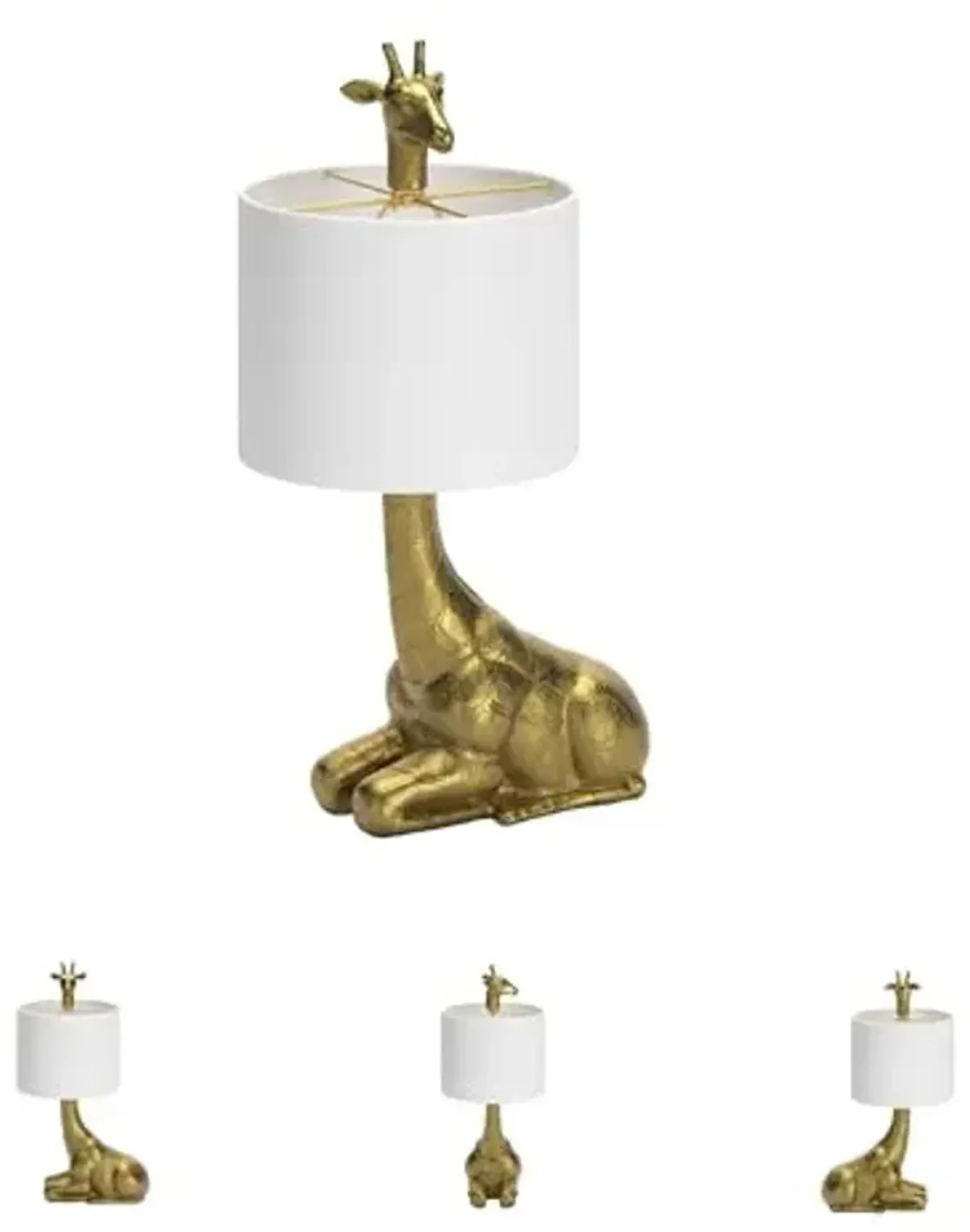 Signature Design by Ashley Ferrison Contemporary Polyresin Giraffe Table Lamp with On-Off Switch, Metallic & White