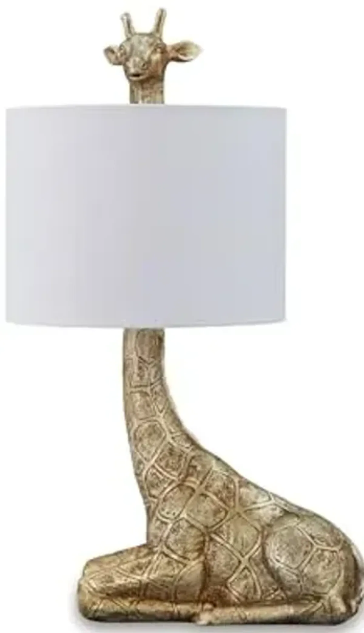 Signature Design by Ashley Ferrison Contemporary Polyresin Giraffe Table Lamp with On-Off Switch, Metallic & White