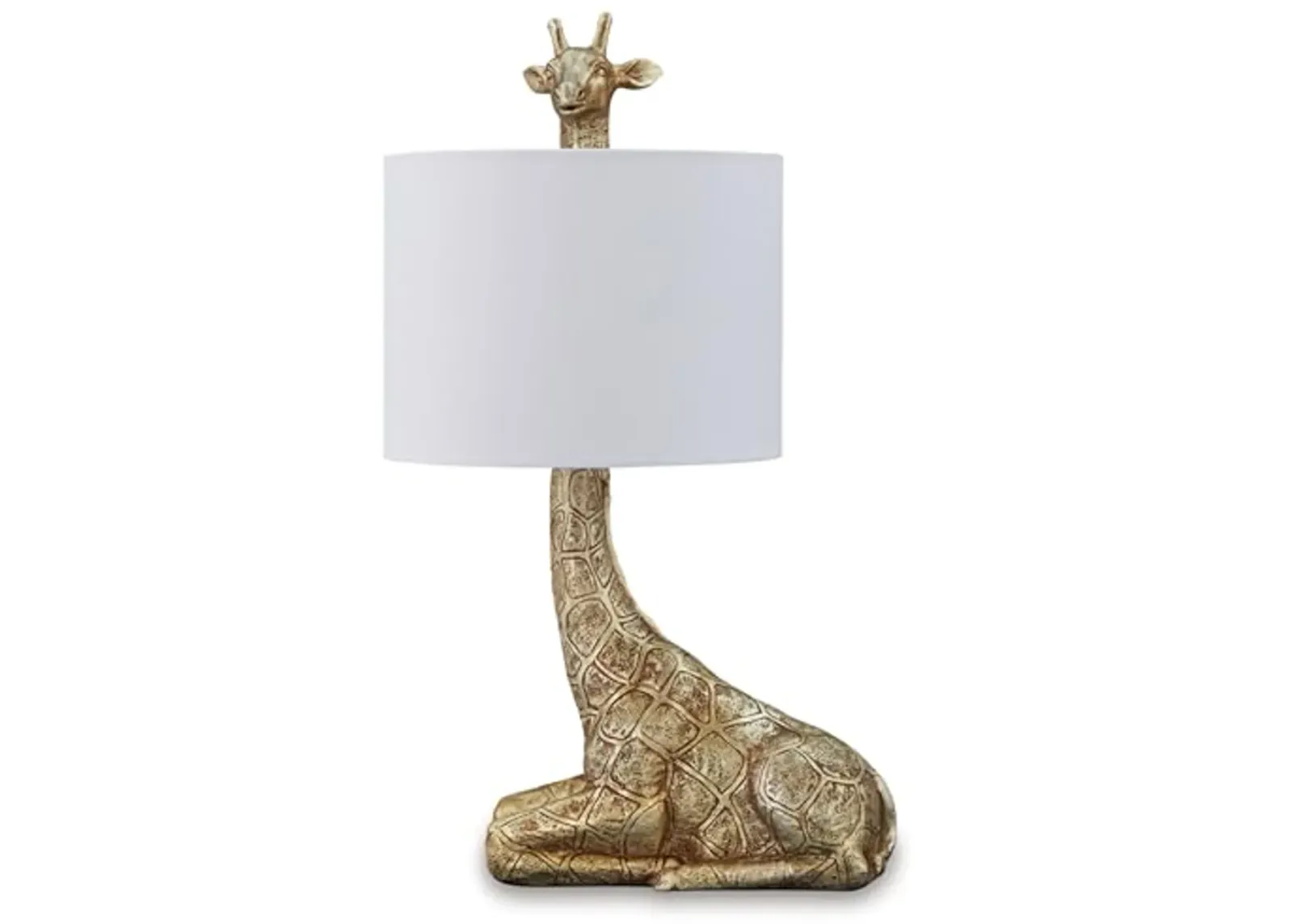 Signature Design by Ashley Ferrison Contemporary Polyresin Giraffe Table Lamp with On-Off Switch, Metallic & White