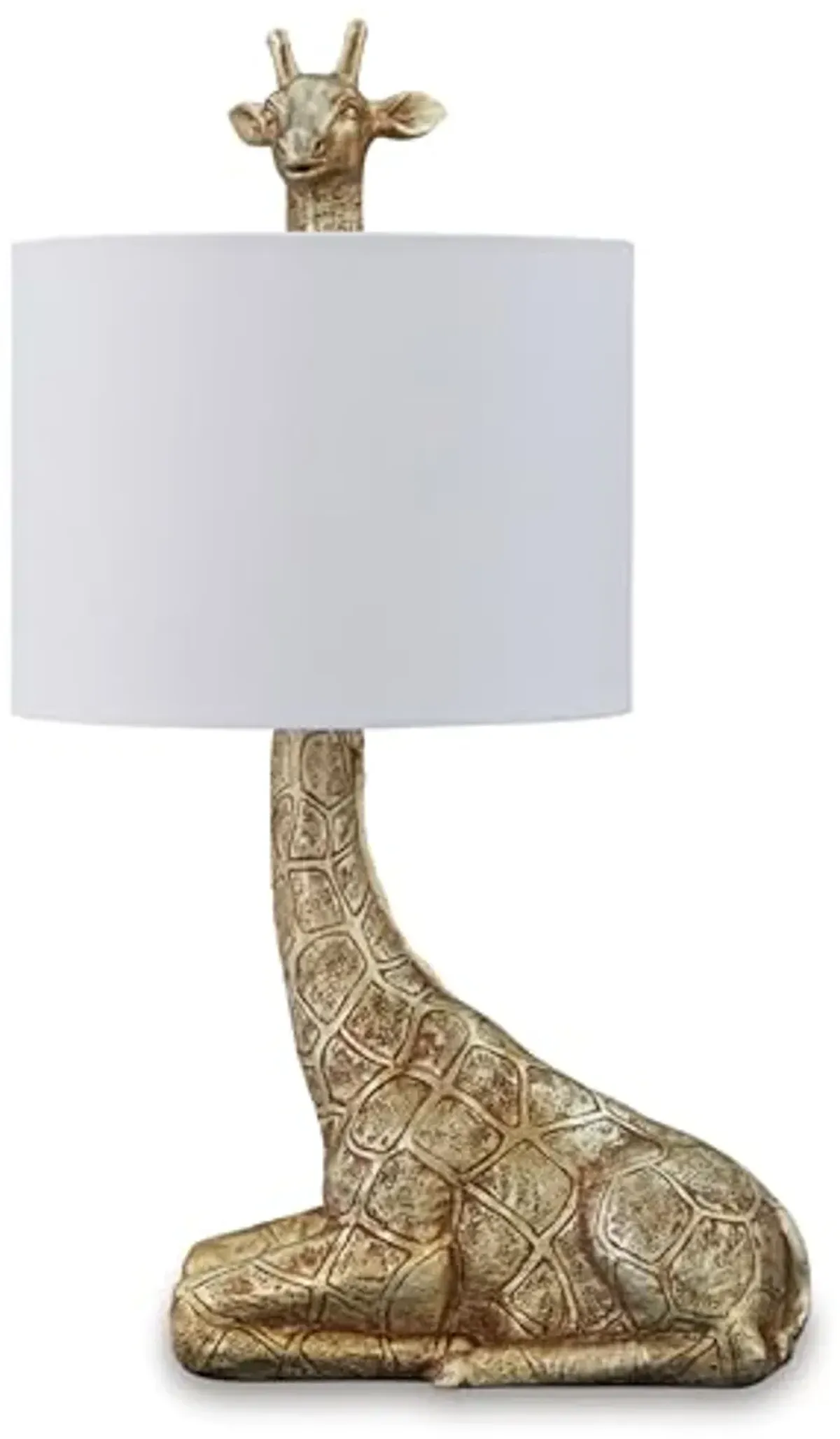 Signature Design by Ashley Ferrison Contemporary Polyresin Giraffe Table Lamp with On-Off Switch, Metallic & White