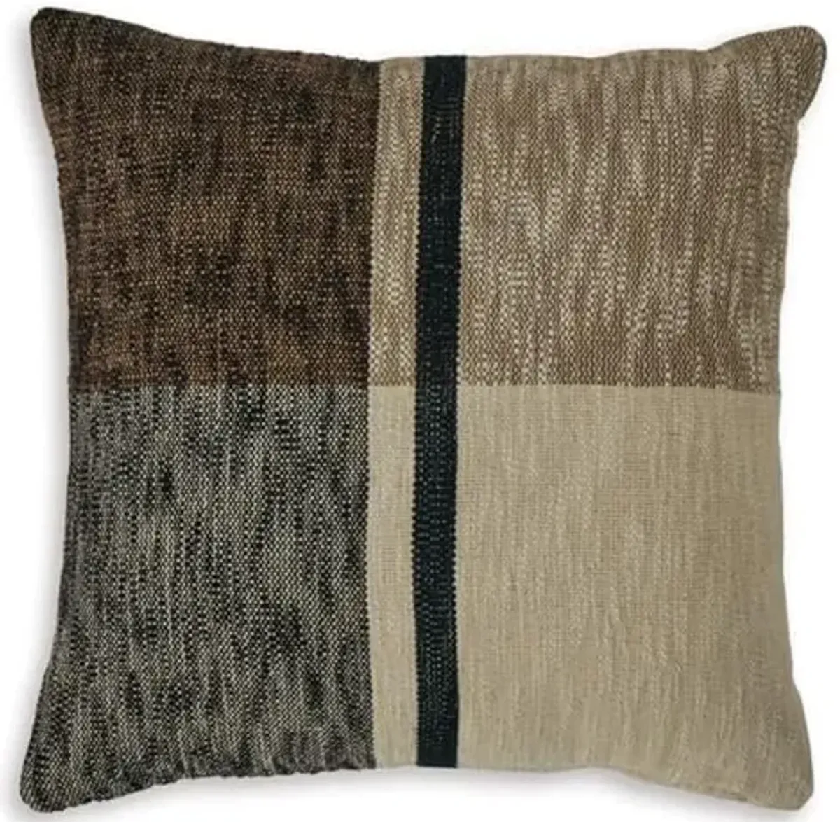 Signature Design by Ashley Adrielton Mid Century Indoor Plaid 20 x 20 Inches Pillow with Zipper Closure, Black & Light Brown