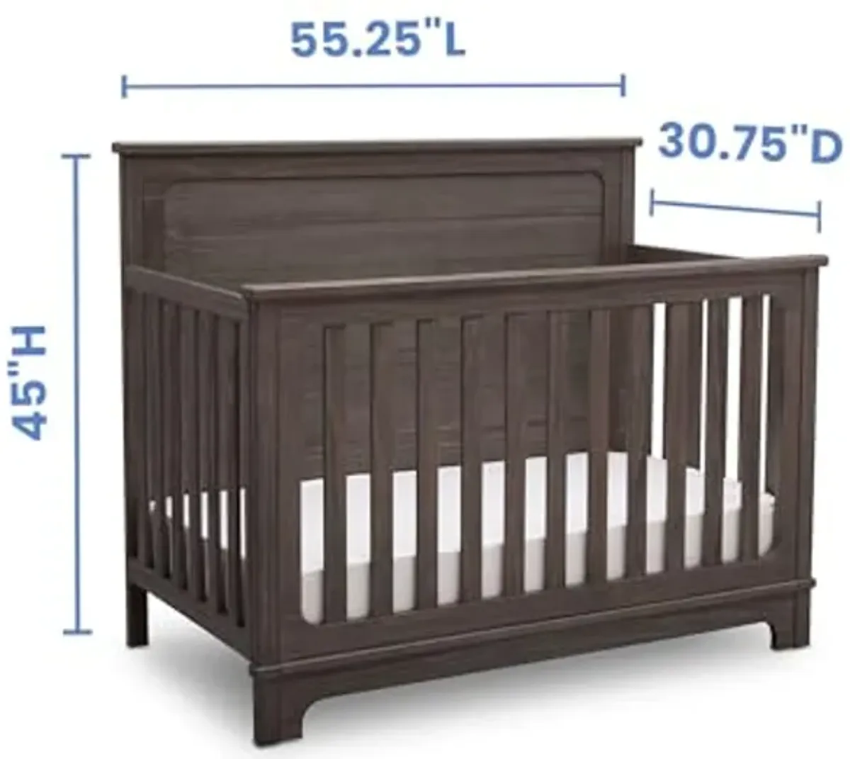 Delta Children Simmons Kids Slumbertime Monterey 4-in-1 Convertible Crib, Rustic Grey + Simmons Kids Quiet Nights Breathable Baby Bed Crib Mattress with Removable/Machine Washable Cover (Bundle)