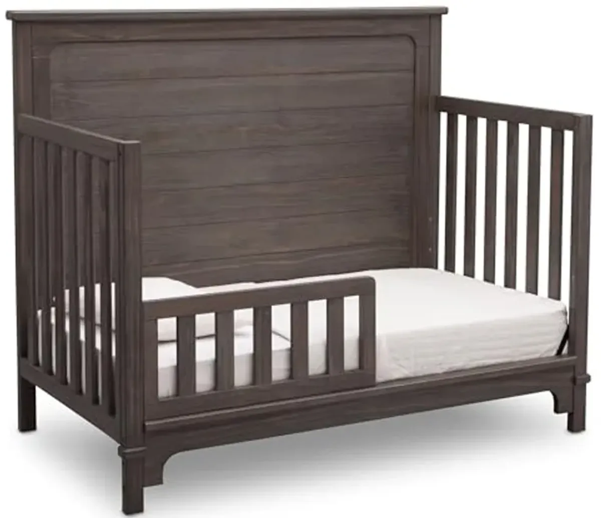 Delta Children Simmons Kids Slumbertime Monterey 4-in-1 Convertible Crib, Rustic Grey + Simmons Kids Quiet Nights Breathable Baby Bed Crib Mattress with Removable/Machine Washable Cover (Bundle)