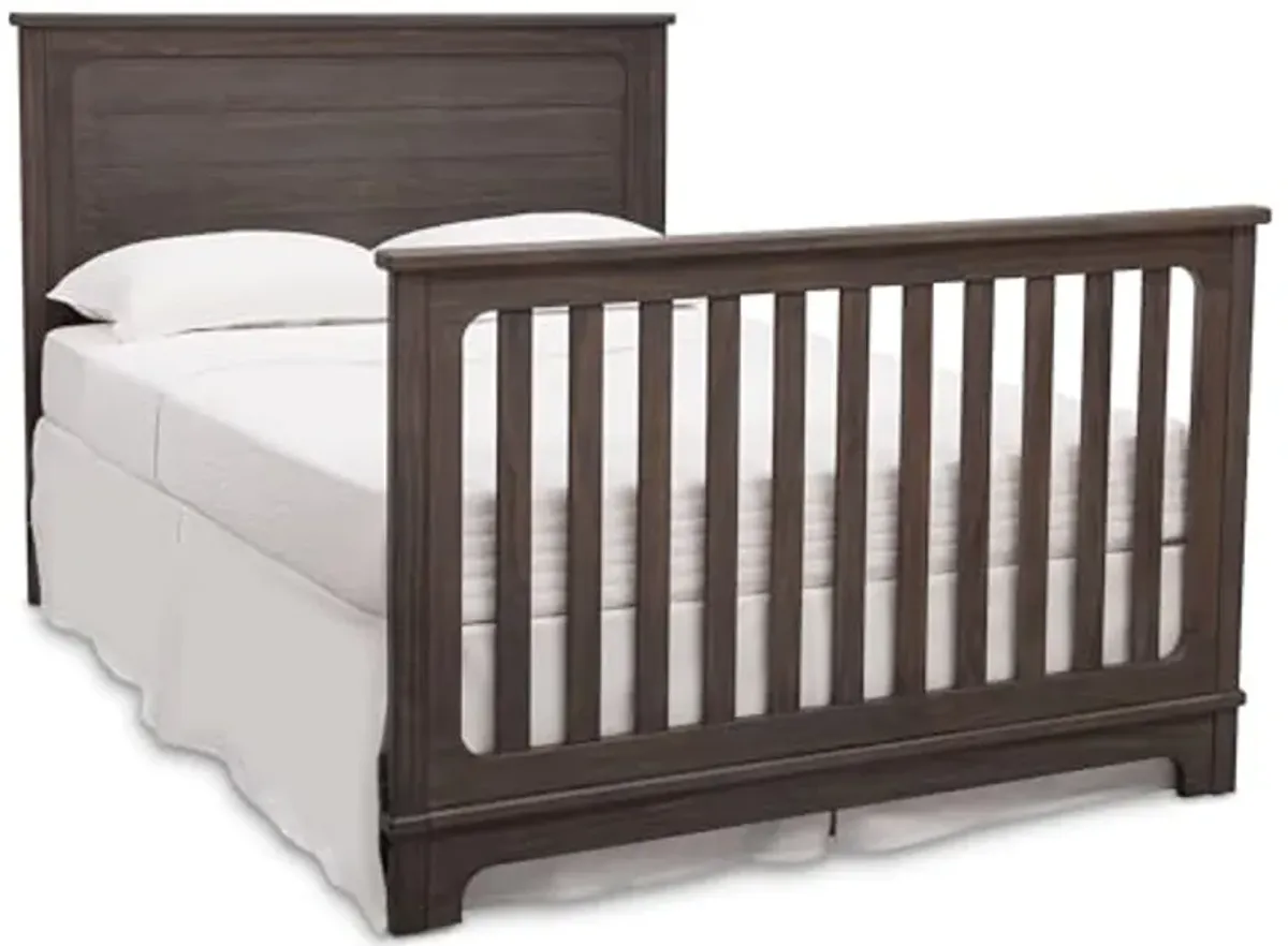 Delta Children Simmons Kids Slumbertime Monterey 4-in-1 Convertible Crib, Rustic Grey + Simmons Kids Quiet Nights Breathable Baby Bed Crib Mattress with Removable/Machine Washable Cover (Bundle)