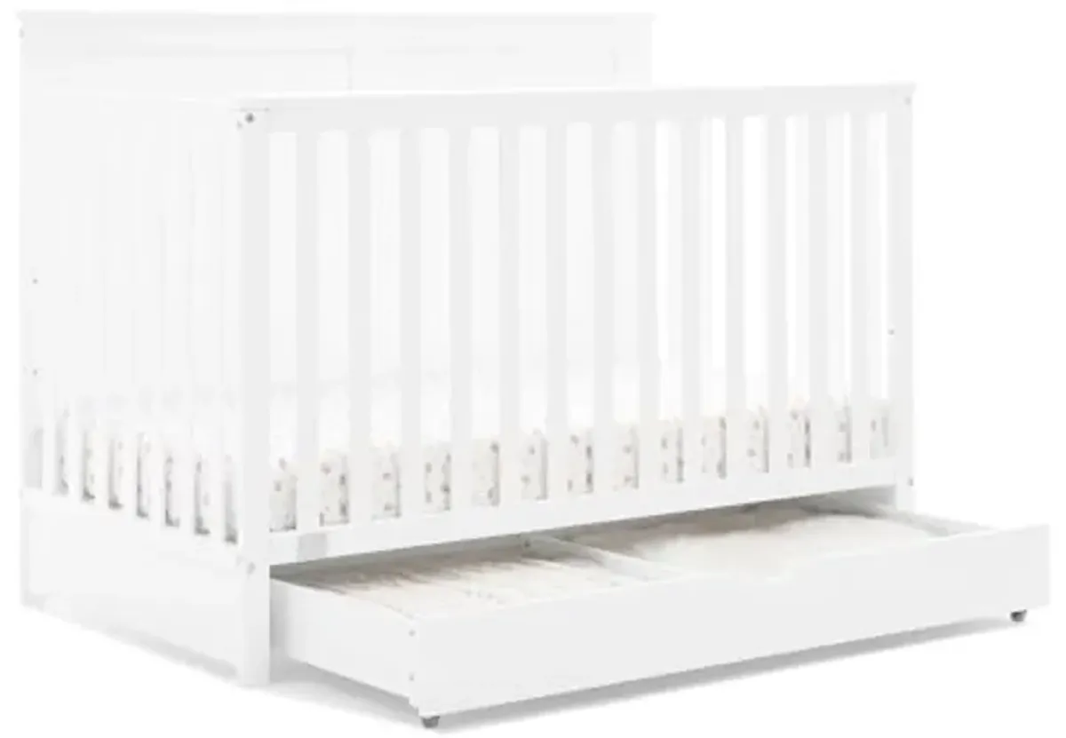 Simmons Kids Logan 6-in-1 Convertible Crib with Underdrawer - Greenguard Gold Certified, Bianca White + Simmons Kids Silver Nights Dual Sided 2-Stage Antimicrobial Baby Crib Mattress (Bundle)