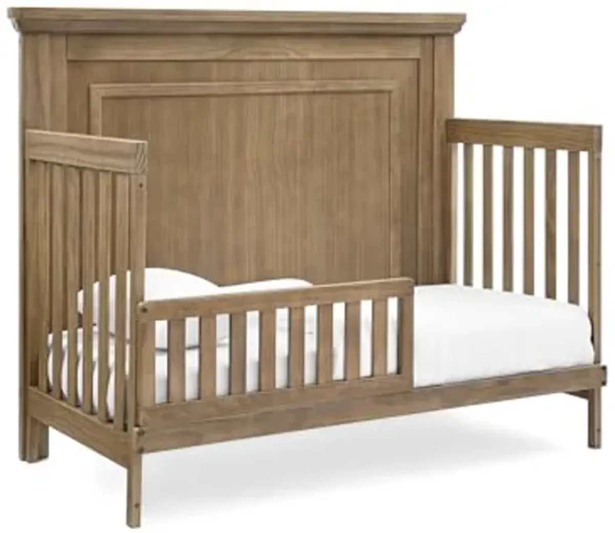 Simmons Kids Paloma 4-in-1 Convertible Crib, Greenguard Gold Certified, Aged Oak + Simmons Kids Quiet Nights Breathable Baby Bed Crib Mattress with Removable/Machine Washable Cover (Bundle)