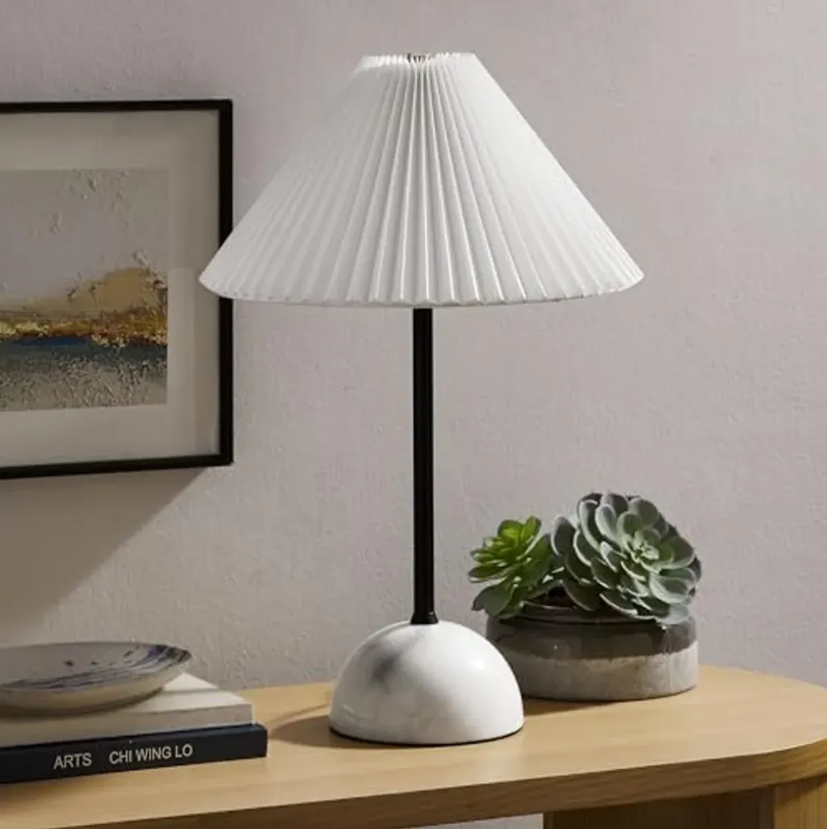 Modway Illusion Dome Marble Base Table Lamp in Black