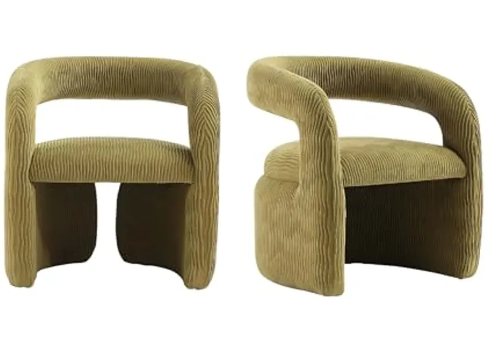 Manhattan Comfort Modern Corvette Velvet Accent Chair, Olive Green - Set of 2