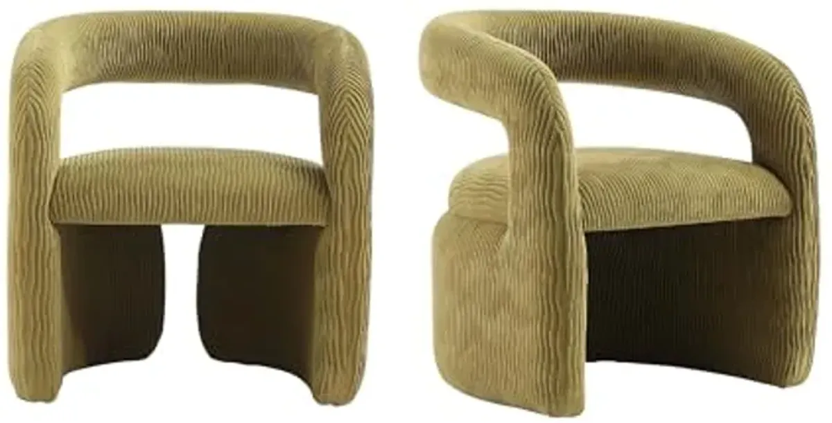 Manhattan Comfort Modern Corvette Velvet Accent Chair, Olive Green - Set of 2